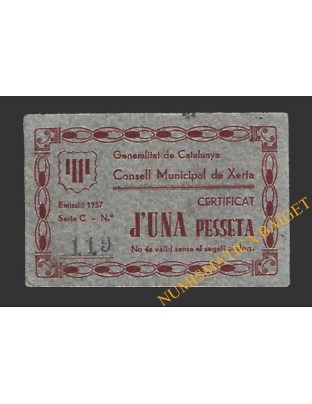 XERTA (Tarragona) 1 pesseta 1937
