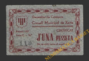 XERTA (Tarragona) 1 pesseta 1937