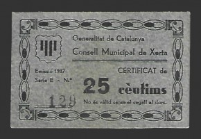 XERTA (Tarragona) 25 cèntims 1937