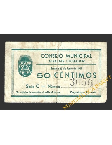 ALBALATE LUCHADOR (Teruel) 50 céntimos 15 de junio de 1937