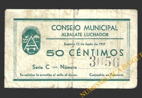 ALBALATE LUCHADOR (Teruel) 50 céntimos 15 de junio de 1937