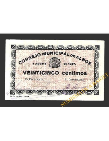 ALBOX (Almería) 25 céntimos 5 de agosto de 1937