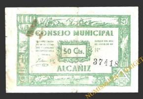 ALCAÑIZ (Teruel) 50 céntimos junio de 1937