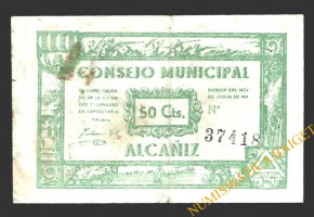 ALCAÑIZ (Teruel) 50 céntimos junio de 1937