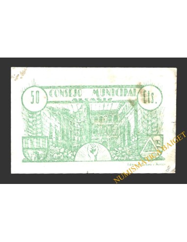 ALCAÑIZ (Teruel) 50 céntimos junio de 1937