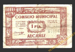 ALCAÑIZ (Teruel) 1 peseta junio de 1937