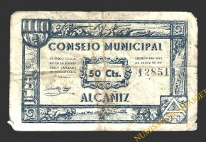 ALCAÑIZ (Teruel) 50 céntimos junio de 1937