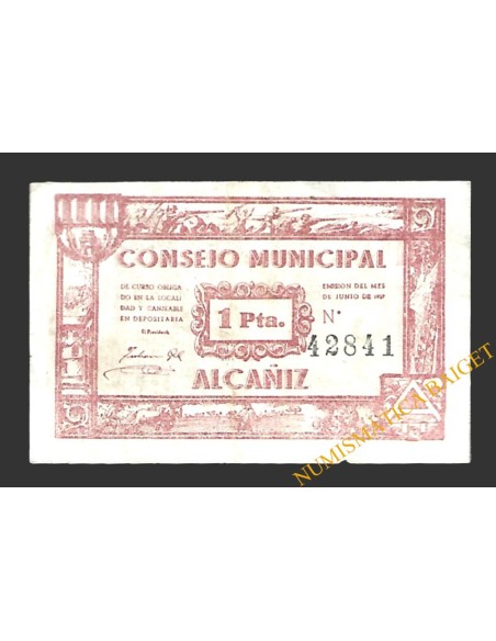 ALCAÑIZ (Teruel) 1 peseta junio de 1937