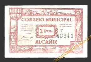ALCAÑIZ (Teruel) 1 peseta junio de 1937