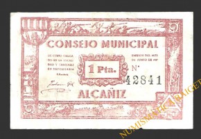 ALCAÑIZ (Teruel) 1 peseta junio de 1937