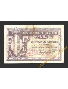 ALCIRA (Valencia) 25 céntimos mayo de 1937