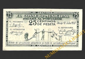 ALCOY (Alicante) 25 céntimos 12 de julio de 1937