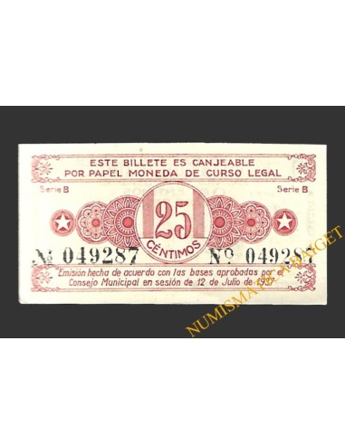 ALCOY (Alicante) 25 céntimos 12 de julio de 1937