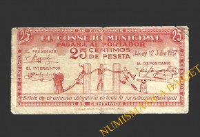 ALCOY (Alicante) 25 céntimos 12 de julio de 1937