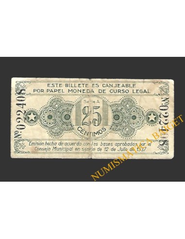 ALCOY (Alicante) 25 céntimos 12 de julio de 1937