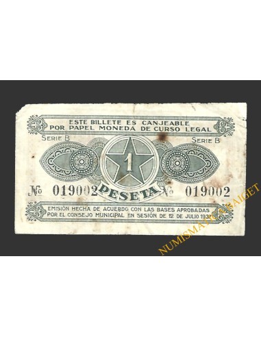 ALCOY (Alicante) 1 pesetqa 12 de julio de 1937