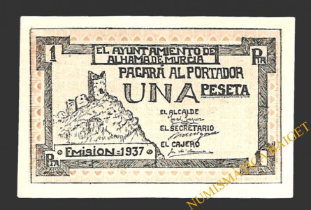 ALHAMA DE MURCIA (Murcia) 1 pesetqa 1937
