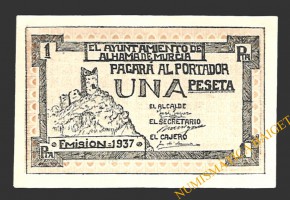 ALHAMA DE MURCIA (Murcia) 1 pesetqa 1937