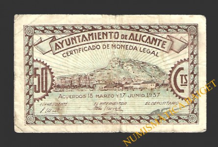ALICANTE 50 céntimos, 17 de junio de 1937