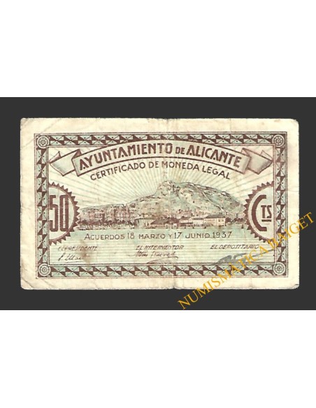 ALICANTE 50 céntimos, 17 de junio de 1937