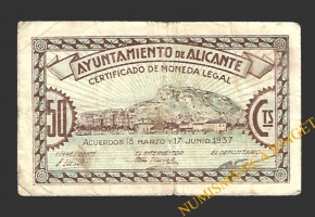 ALICANTE 50 céntimos, 17 de junio de 1937