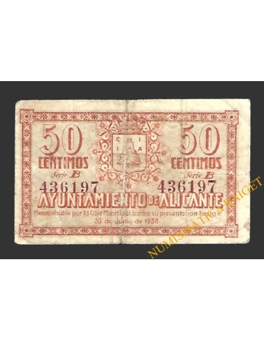 ALICANTE 50 céntimos, 17 de junio de 1937