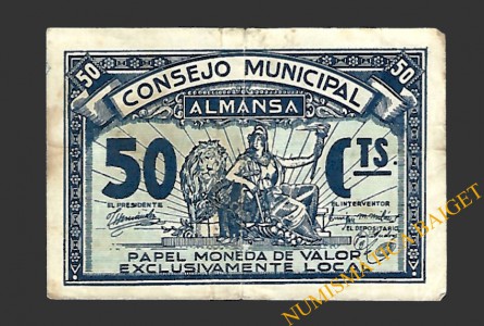 ALMANSA (Albacete) 50 céntimos, 1937