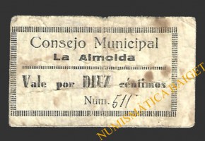 ALMOLDA, LA (Zaragoza) 10 céntimos, 1937