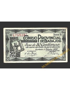 BADAJOZ 50 céntimos, 1 de octubre de 1937