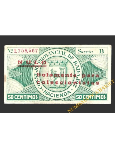 BADAJOZ 50 céntimos, 1 de octubre de 1937