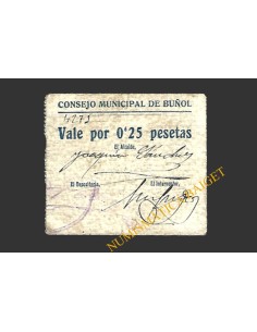 BUÑOL (Valencia) 0'25 pesetas, 1937