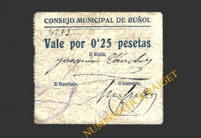 BUÑOL (Valencia) 0'25 pesetas, 1937