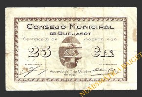 BURJASOT (Valencia) 25 céntimos, 11 de octubre de 1937