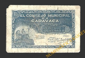 CARAVACA (Murcia) 25 céntimos, 27 de julio de 1937