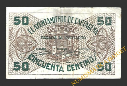 CARTAGENA (Murcia) 50 céntimos, junio de 1937