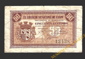 CASPE (Zaragoza) 50 céntimos, 1937