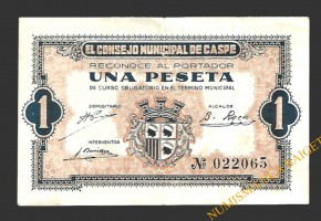 CASPE (Zaragoza) 1 peseta, 1937