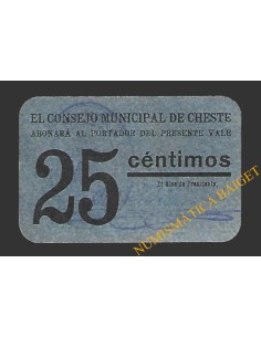 CHESTE (Valencia) 25 céntimos, 1937