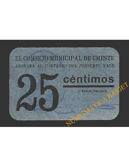 CHESTE (Valencia) 25 céntimos, 1937