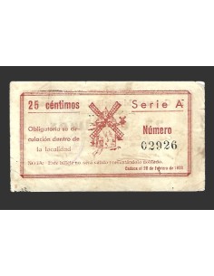 CRIPTANA (Ciudad Real)) 25 céntimos, 1 de septiembre de 1937 (2ª emisión) 2