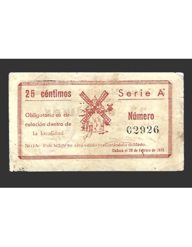 CRIPTANA (Ciudad Real)) 25 céntimos, 1 de septiembre de 1937 (2ª emisión)