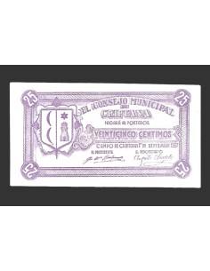 CRIPTANA (Ciudad Real) 25 céntimos, 1 de septiembre de 1937 (3ª emisión)