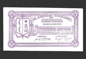 CRIPTANA (Ciudad Real) 25 céntimos, 1 de septiembre de 1937 (3ª emisión)