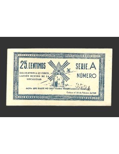 CRIPTANA (Ciudad Real) 25 céntimos, 1 de septiembre de 1937 (3ª emisión) 2