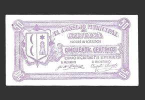 CRIPTANA (Ciudad Real) 50 céntimos, 1 de septiembre de 1937 (3ª emisión)