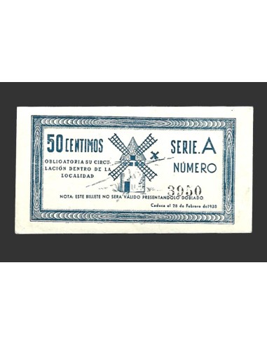 CRIPTANA (Ciudad Real) 50 céntimos, 1 de septiembre de 1937 (3ª emisión)