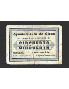CIEZA (Murcia) 50 céntimos,  1937 (2ª emisión)