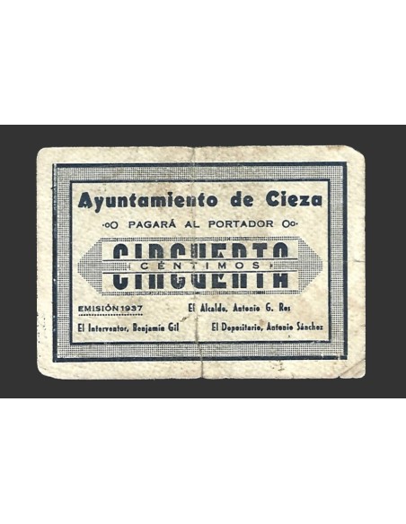 CIEZA (Murcia) 50 céntimos,  1937 (2ª emisión)