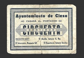 CIEZA (Murcia) 50 céntimos,  1937 (2ª emisión)