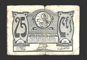 DAIMIEL (Ciudad Real) 25 céntimos,  15 de julio  de 1937 